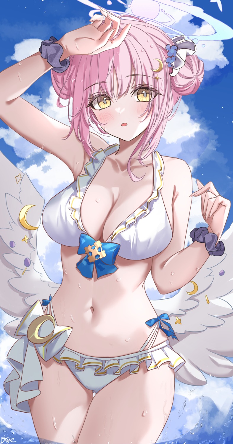 angel bikini blue_archive misono_mika swimsuits vayneeeee wet wings