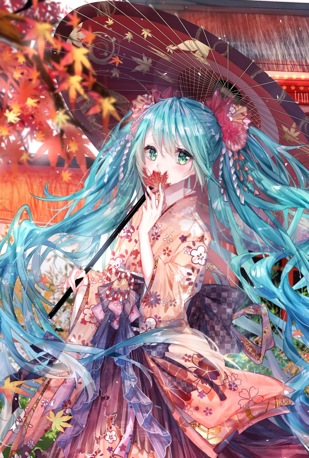 hatsune_miku kimono kity1211_tetsu kyoto_nippon_festival umbrella vocaloid