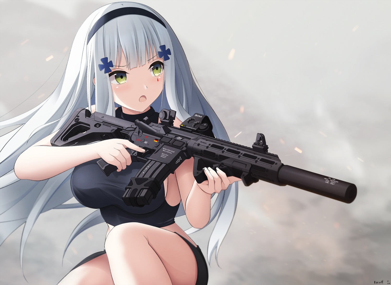 girls_frontline gun hk416_(girls_frontline) keenh skirt_lift