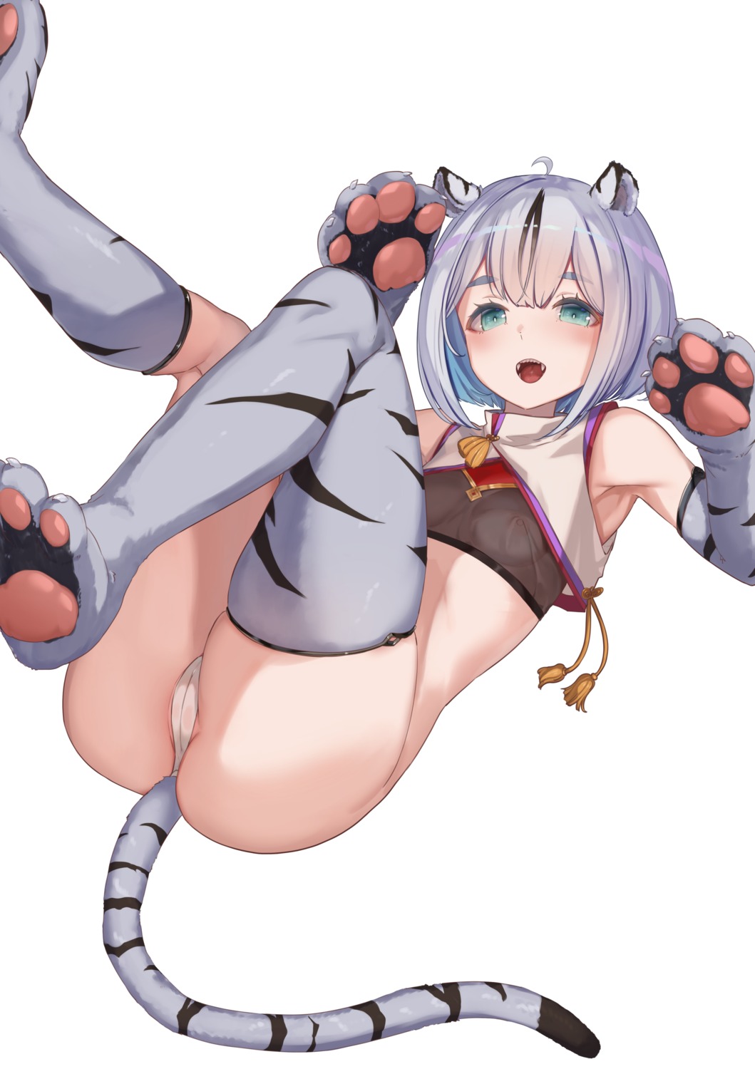 akino_komichi animal_ears cameltoe nekomimi nipples no_bra pantsu see_through tail