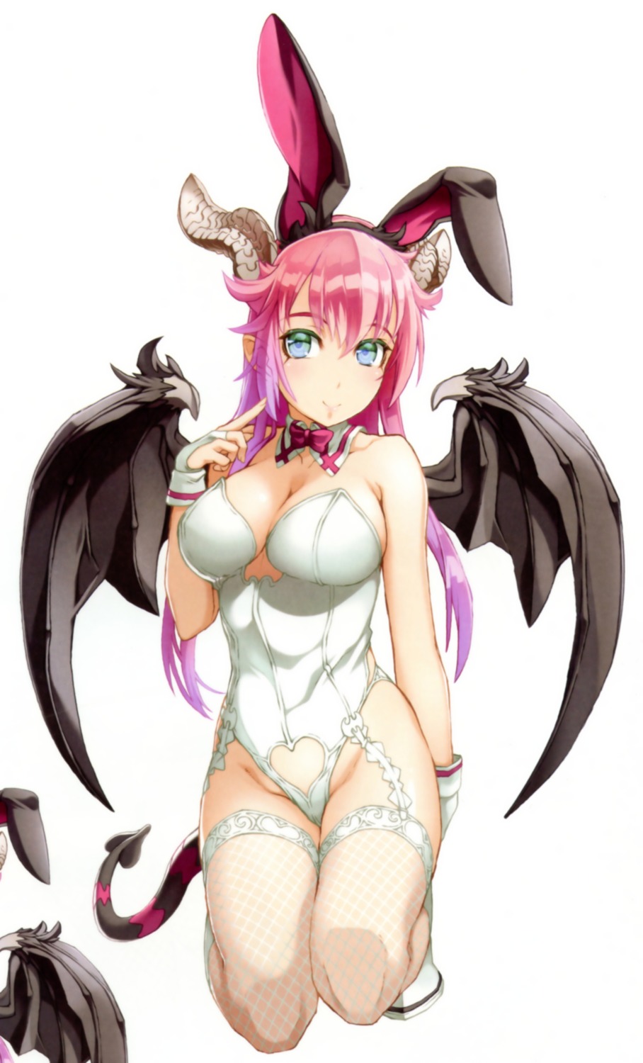 animal_ears asmodeus_(the_seven_deadly_sins) bunny_ears bunny_girl cleavage fishnets horns niθ pointy_ears stockings tail the_seven_deadly_sins thighhighs wings