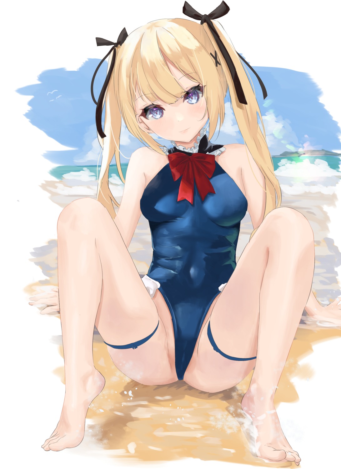 azur_lane cameltoe dead_or_alive feet garter marie_rose nina_(pixiv31869672) swimsuits wet