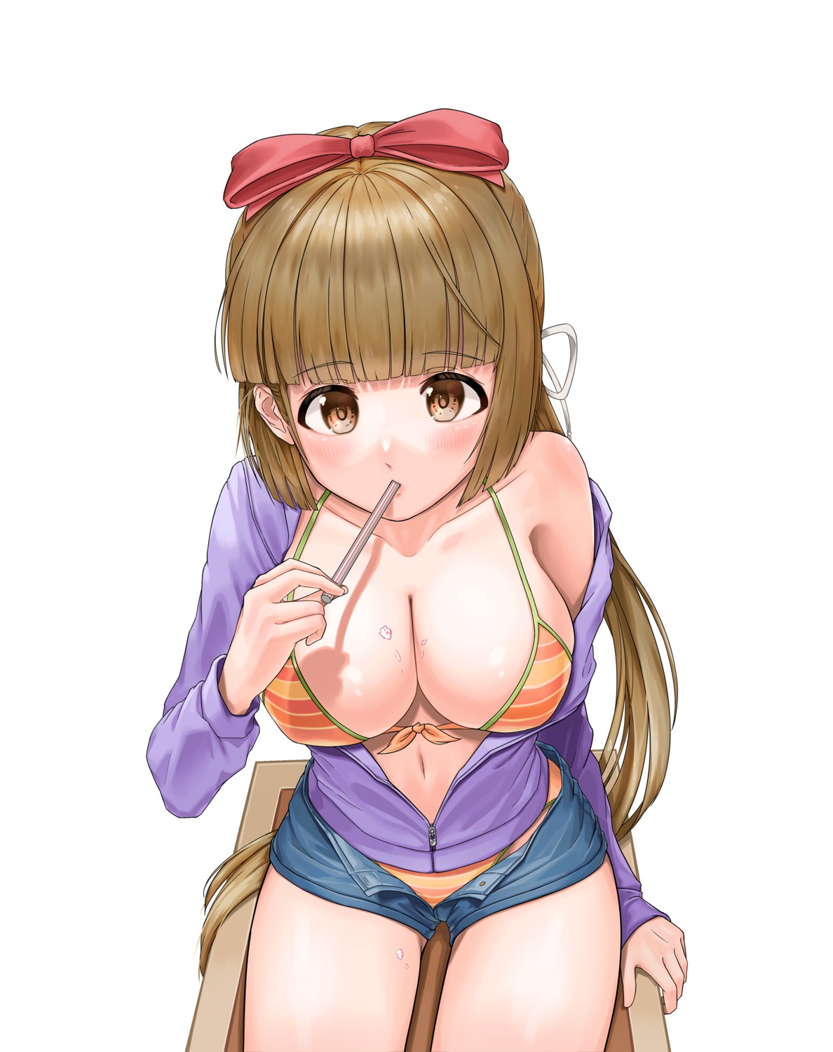 bikini hear_(kpmf4732) open_shirt swimsuits the_idolm@ster the_idolm@ster_cinderella_girls yorita_yoshino