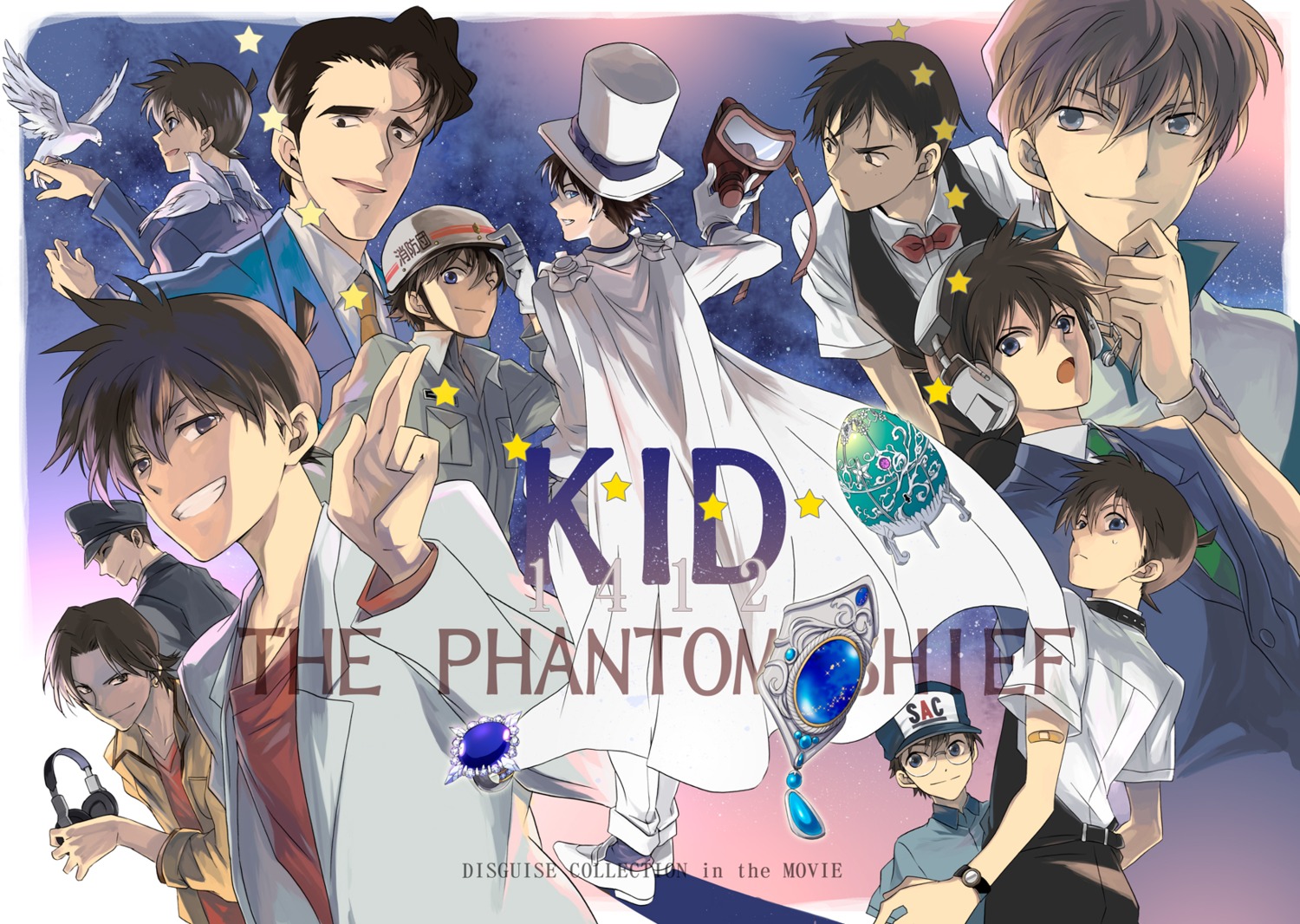 detective_conan headphones kaitou_kid kudou_shinichi male megane seifuku toushou_en