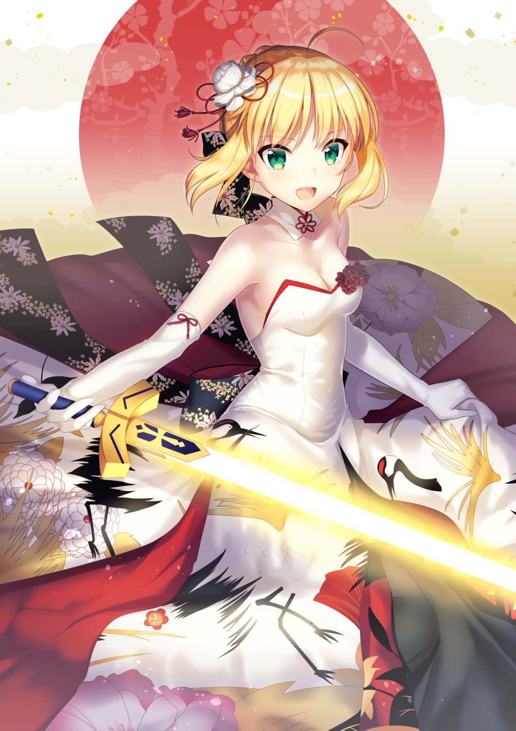 cleavage dress fate/stay_night ichiren_namiro saber sword