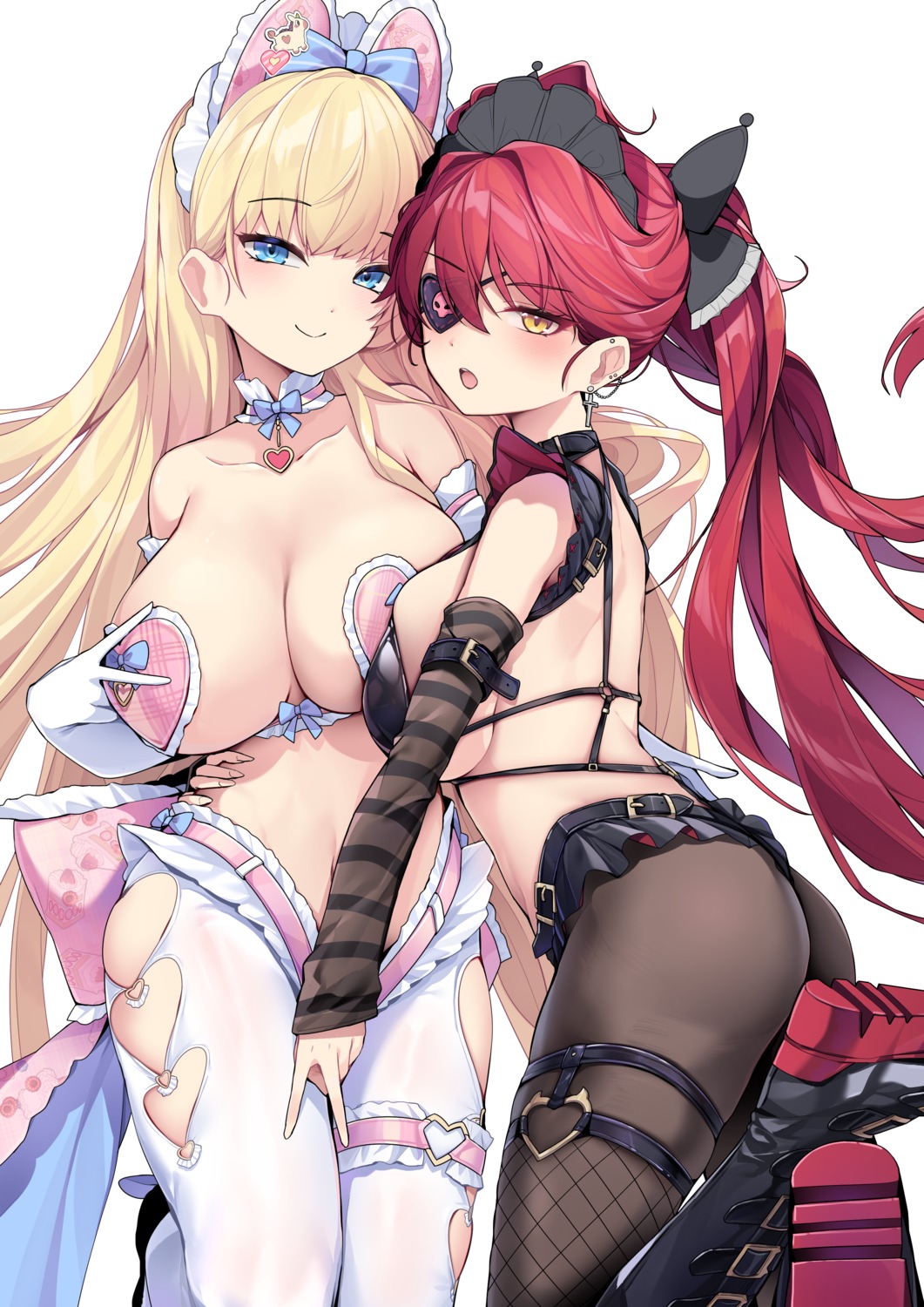 animal_ears ass bunny_ears ddangbi fishnets garter no_bra pantyhose pasties stockings thighhighs topless yuri