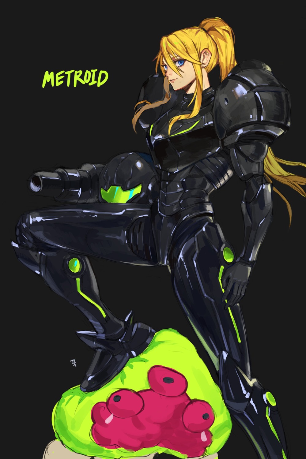 armor bodysuit hotke metroid metroid_(creature) samus_aran weapon