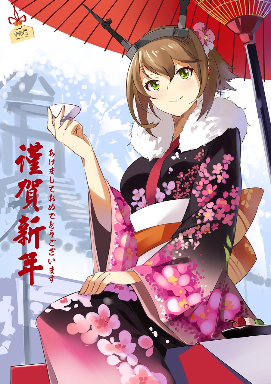 kantai_collection kimono mutsu_(kancolle) neko_(yanshoujie)