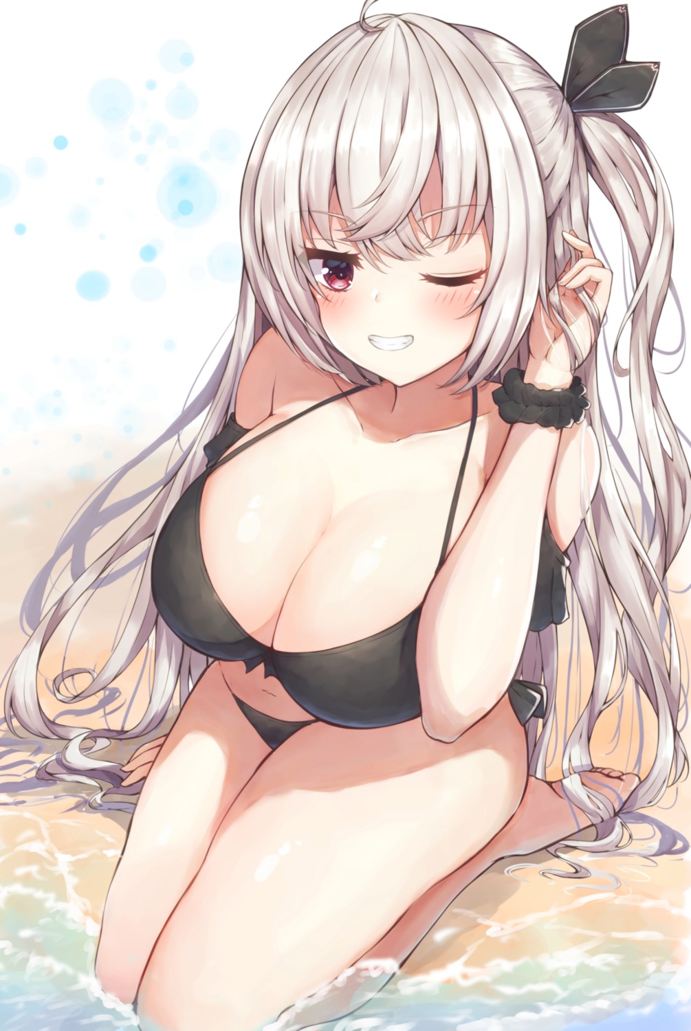 akizuki_kanna bikini cafe_stella_to_shinigami_no_chou cleavage ryakusun swimsuits wet