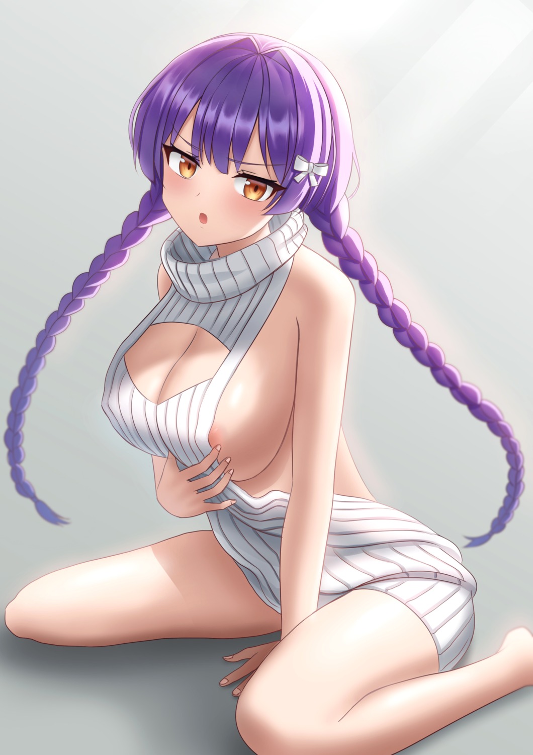 areola dress enter_(artist) no_bra sweater