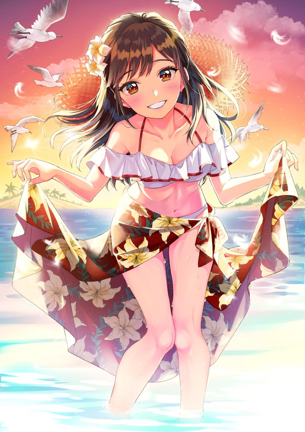 bikini cleavage matsuzaki_miyuki skirt_lift swimsuits wet