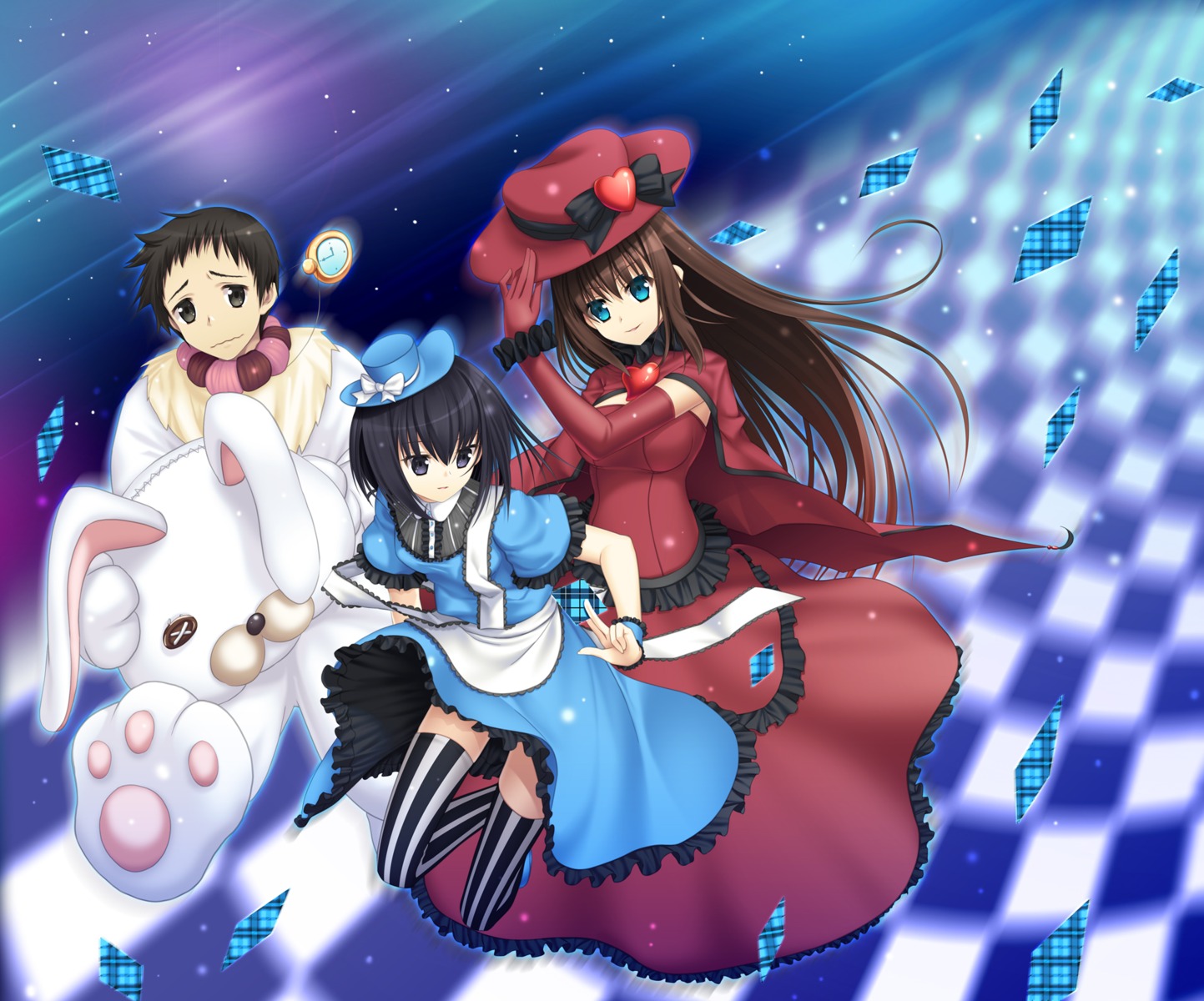 33paradox aozaki_aoko dress kuonji_alice mahou_tsukai_no_yoru shizuki_soujuurou thighhighs