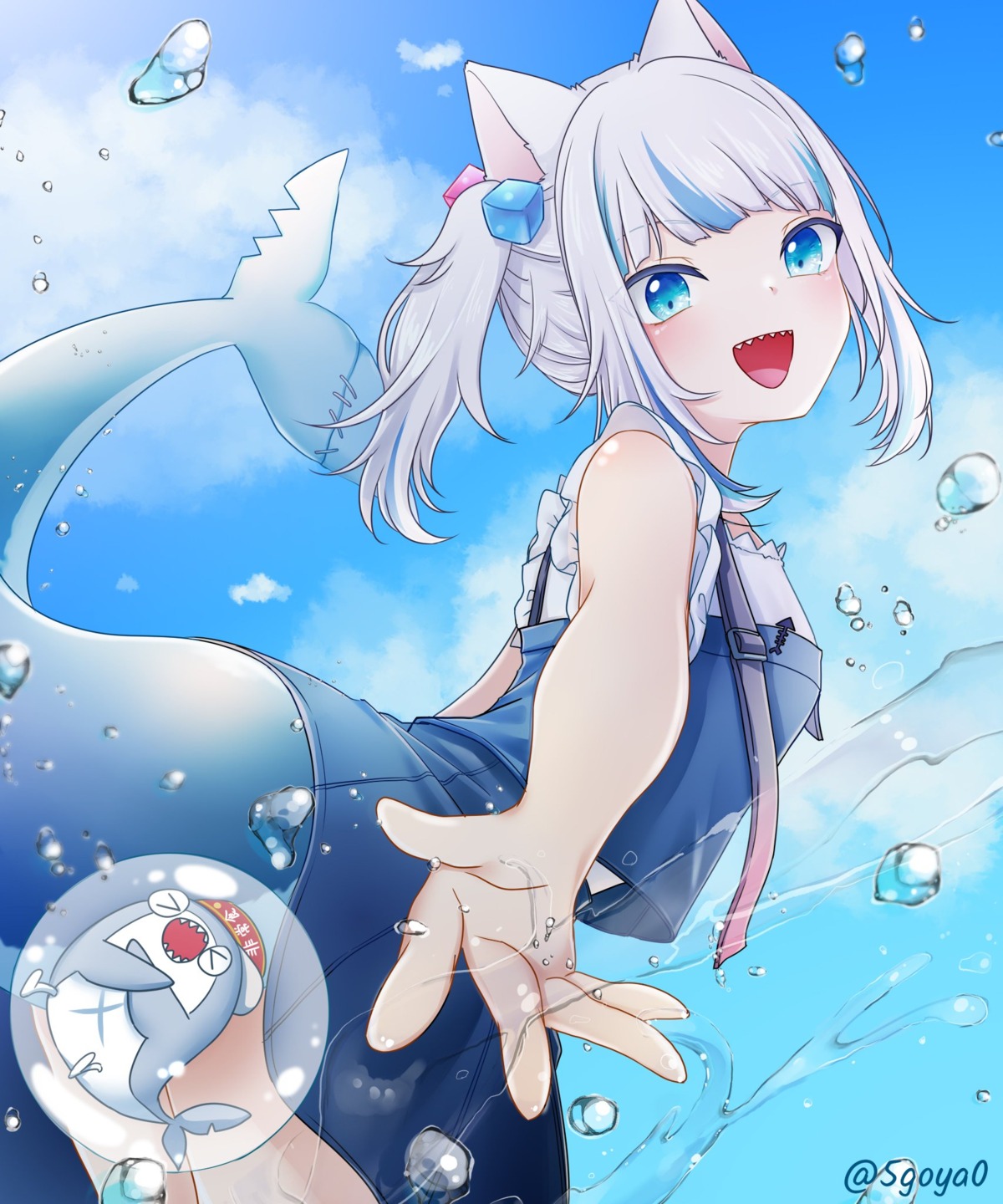 animal_ears gawr_gura hololive hololive_english maziky nekomimi skirt_lift tail wet