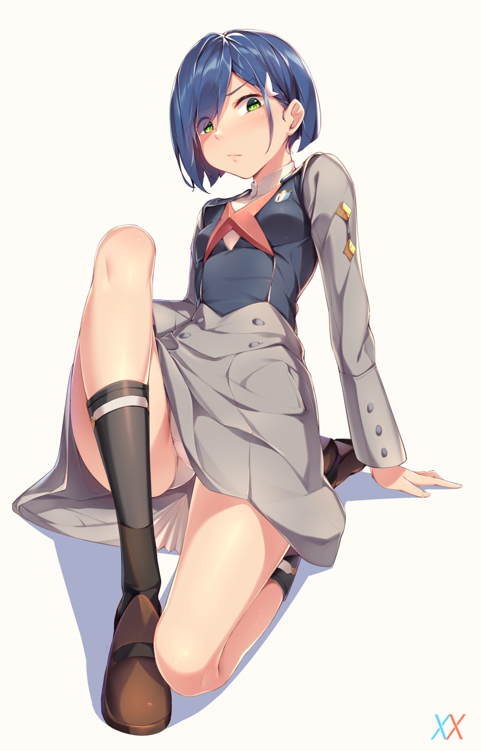 darling_in_the_franxx ichigo_(darling_in_the_franxx) pantsu sgt-jz skirt_lift uniform