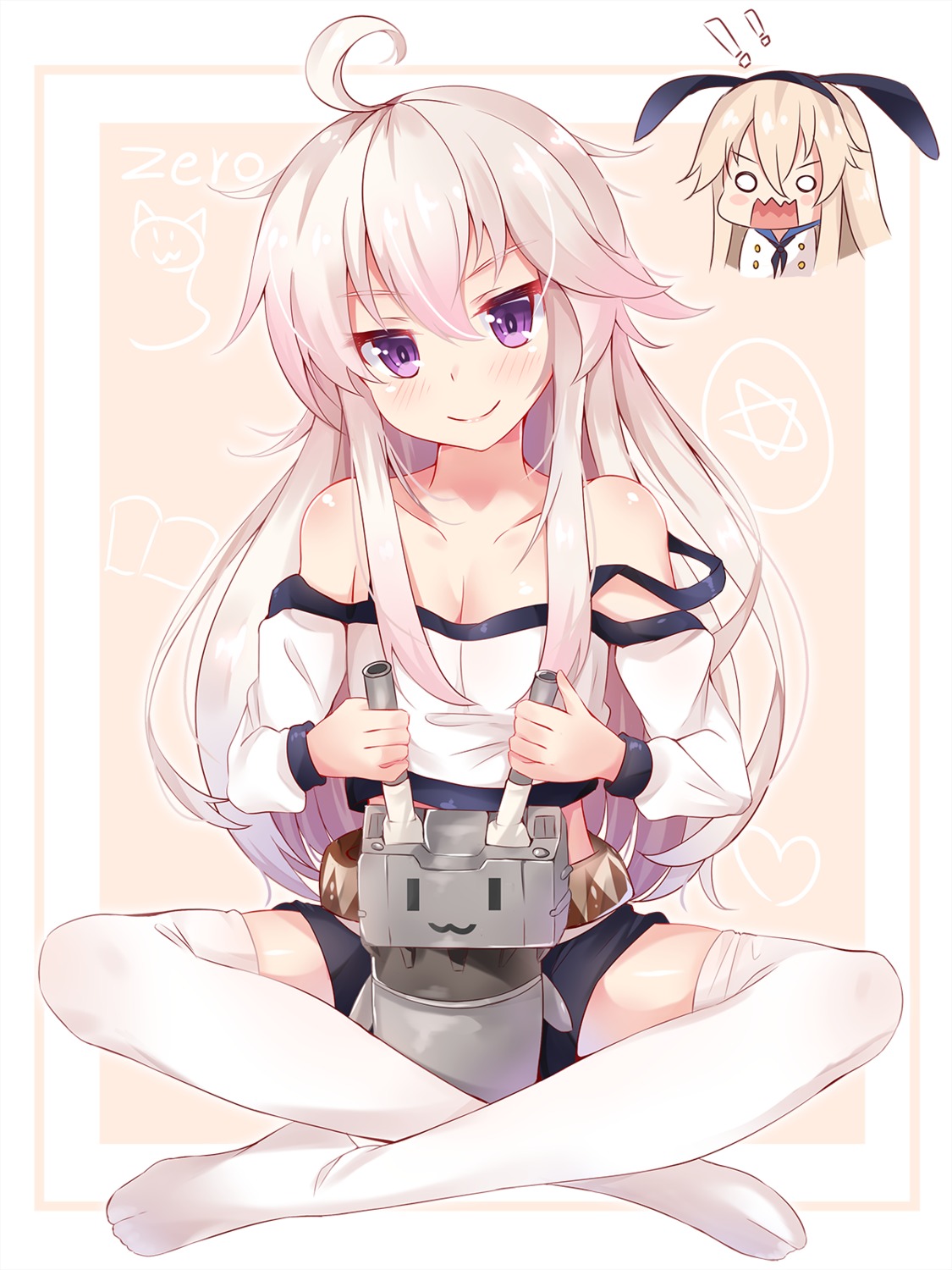 cleavage crossover feet kantai_collection nahaki parody rensouhou-chan shimakaze_(kancolle) thighhighs zero_(zero_kara_hajimeru_mahou_no_sho) zero_kara_hajimeru_mahou_no_sho