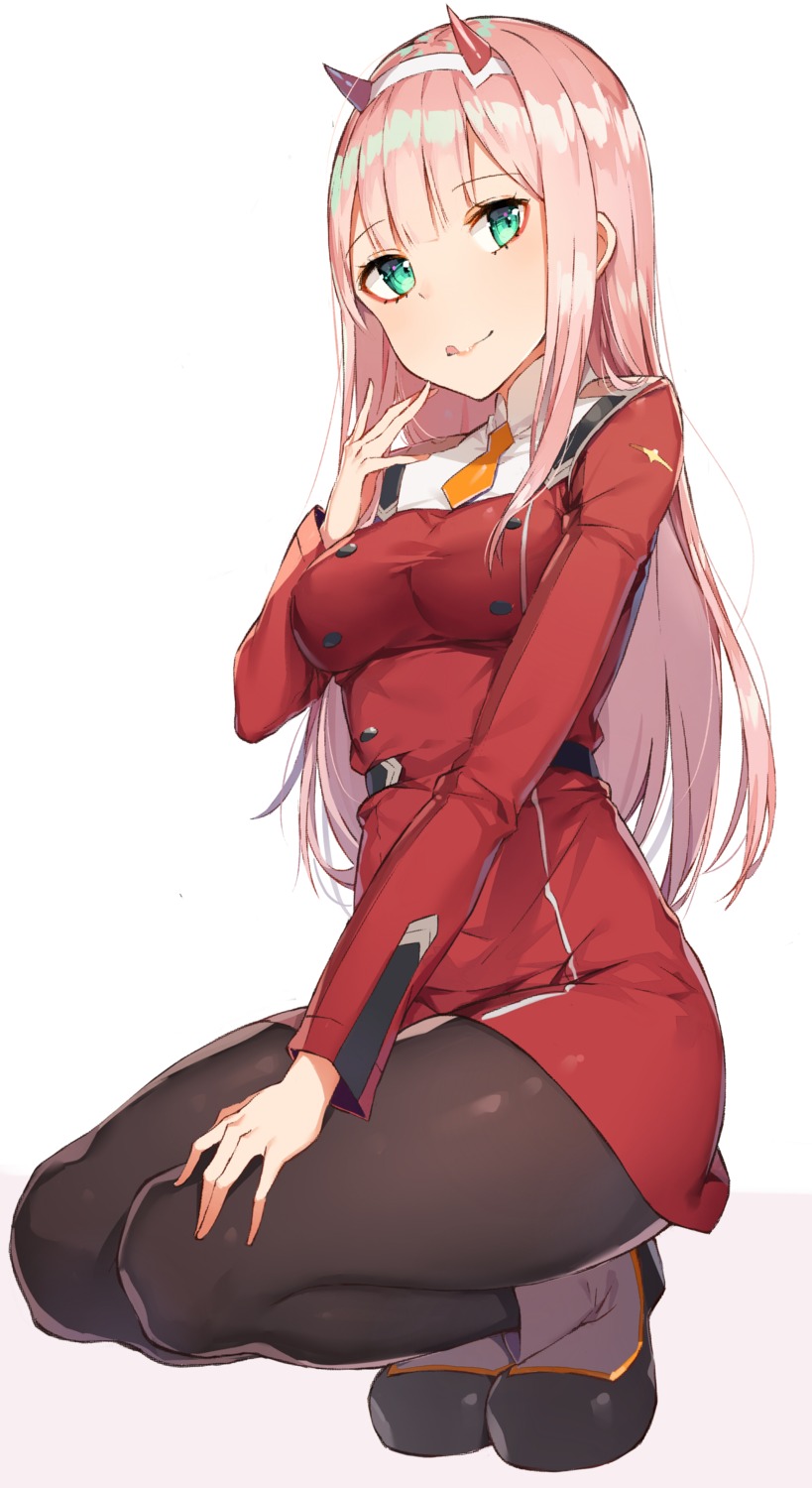 darling_in_the_franxx horns pantyhose rikoma uniform zero_two_(darling_in_the_franxx)