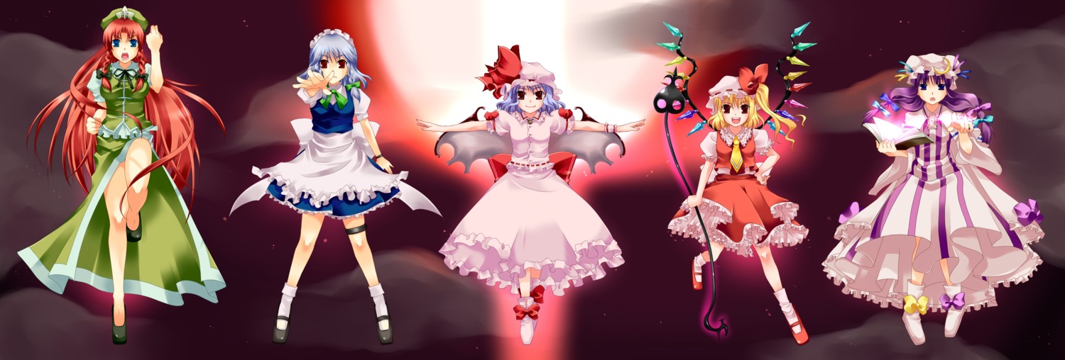 chinadress flandre_scarlet hong_meiling izayoi_sakuya maid maresere patchouli_knowledge remilia_scarlet touhou wings