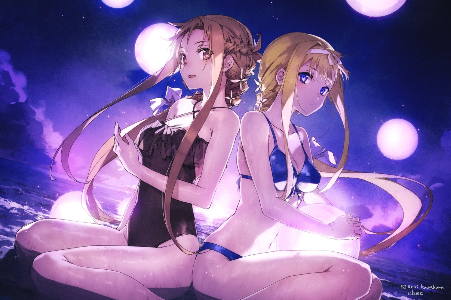 abec alice_zuberg asuna_(sword_art_online) bikini bunbun cleavage swimsuits sword_art_online wet