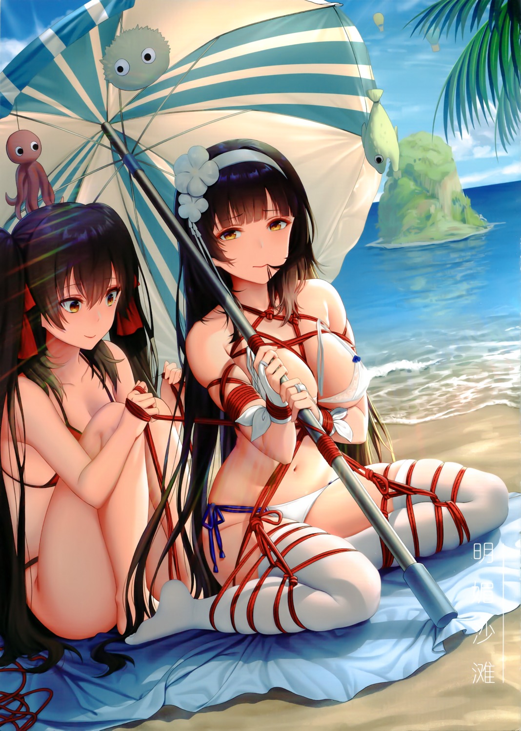 bikini bondage girls_frontline haneru qbz-95_(girls_frontline) qbz-97_(girls_frontline) swimsuits thighhighs