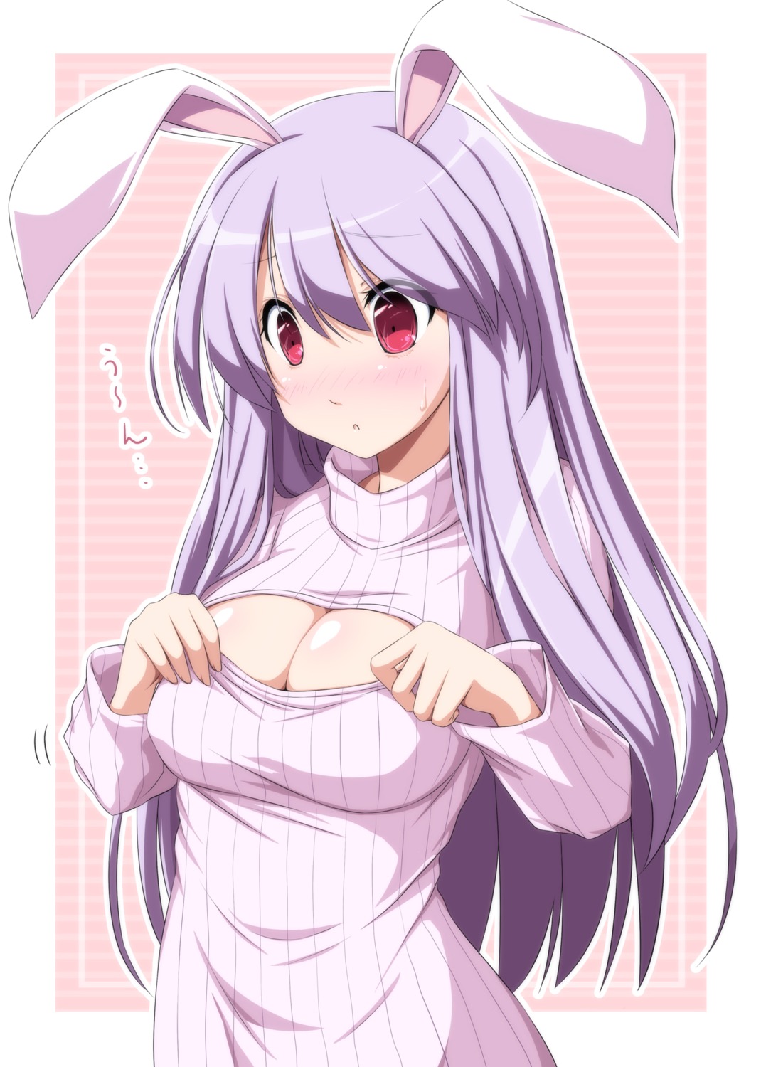 animal_ears bunny_ears cleavage dress nori_tamago reisen_udongein_inaba sweater touhou