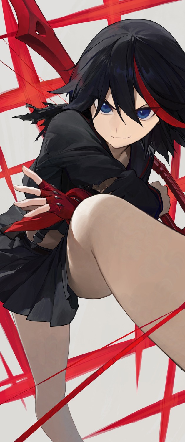 kill_la_kill matoi_ryuuko modare seifuku senketsu skirt_lift weapon