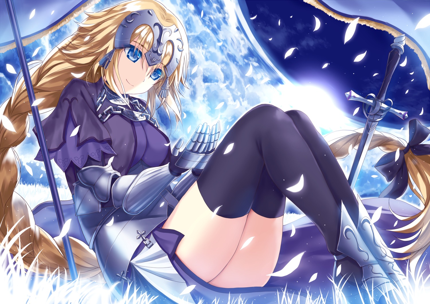 armor fate/grand_order heels jeanne_d'arc jeanne_d'arc_(fate) morizono_shiki sword thighhighs