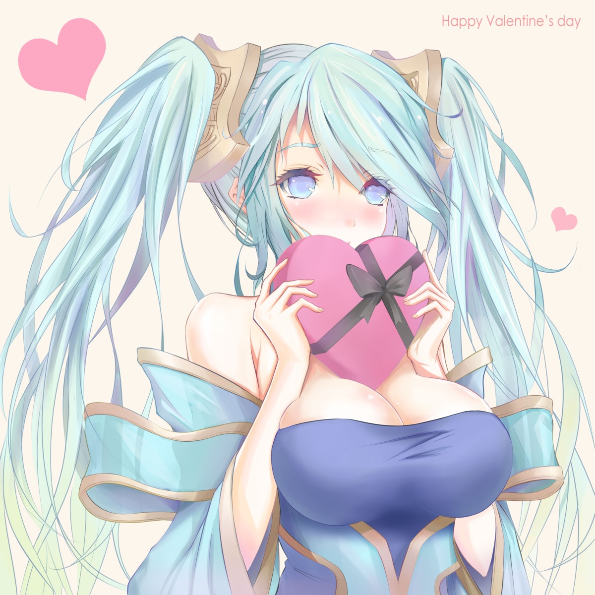 cleavage dress hiiro_(pixiv) league_of_legends sona_buvelle valentine