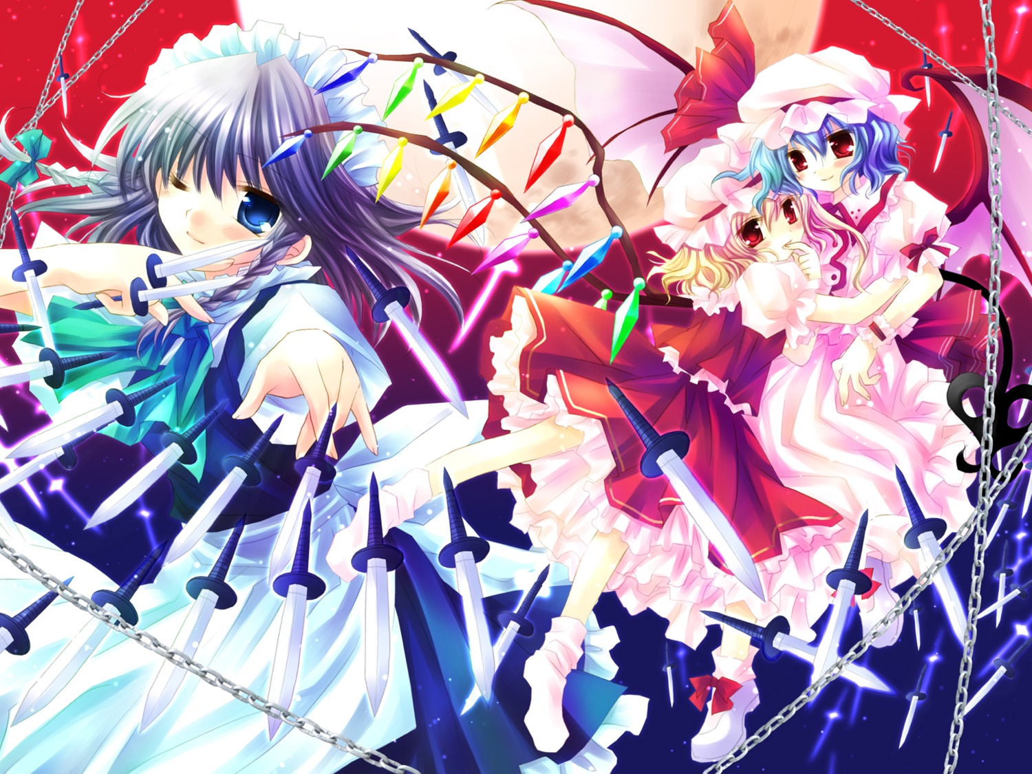 flandre_scarlet izayoi_sakuya lolita_fashion remilia_scarlet sakurazawa_izumi touhou wallpaper