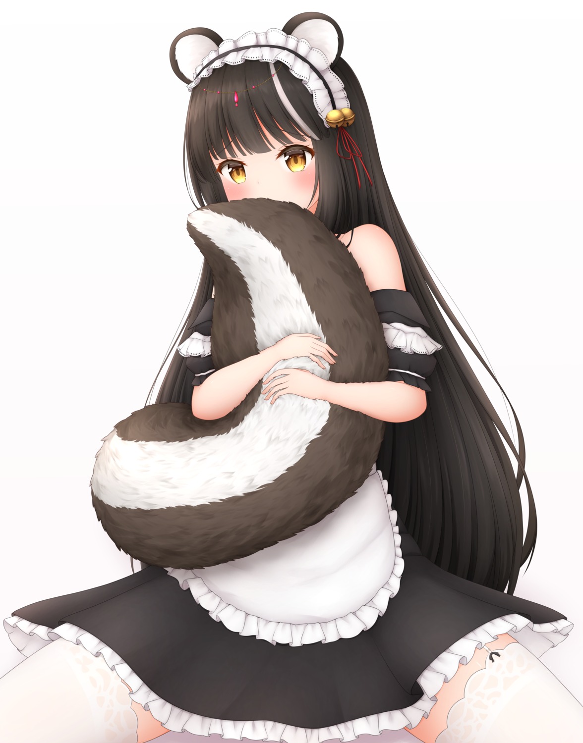 animal_ears azur_lane maid naganami_(azur_lane) stockings tail thighhighs vldjm13