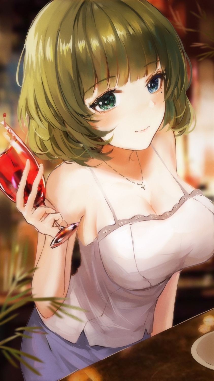 akizora_kinkai cleavage heterochromia takagaki_kaede the_idolm@ster the_idolm@ster_cinderella_girls