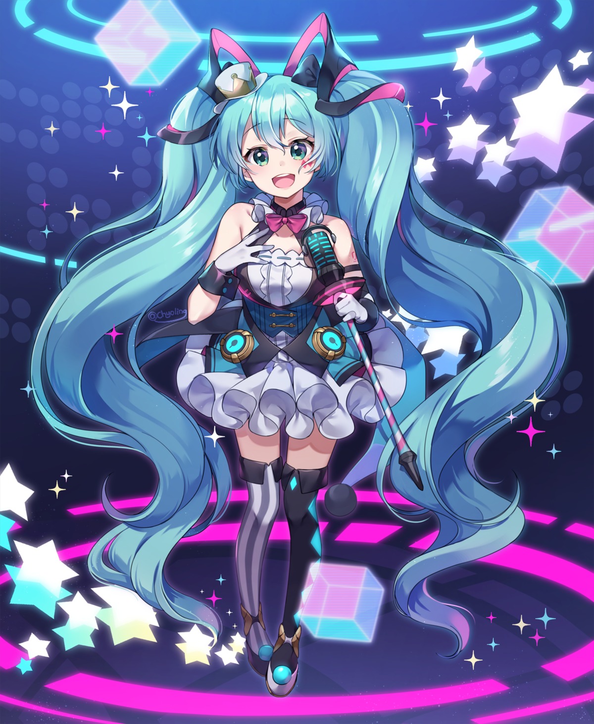 chyoling hatsune_miku magical_mirai thighhighs vocaloid