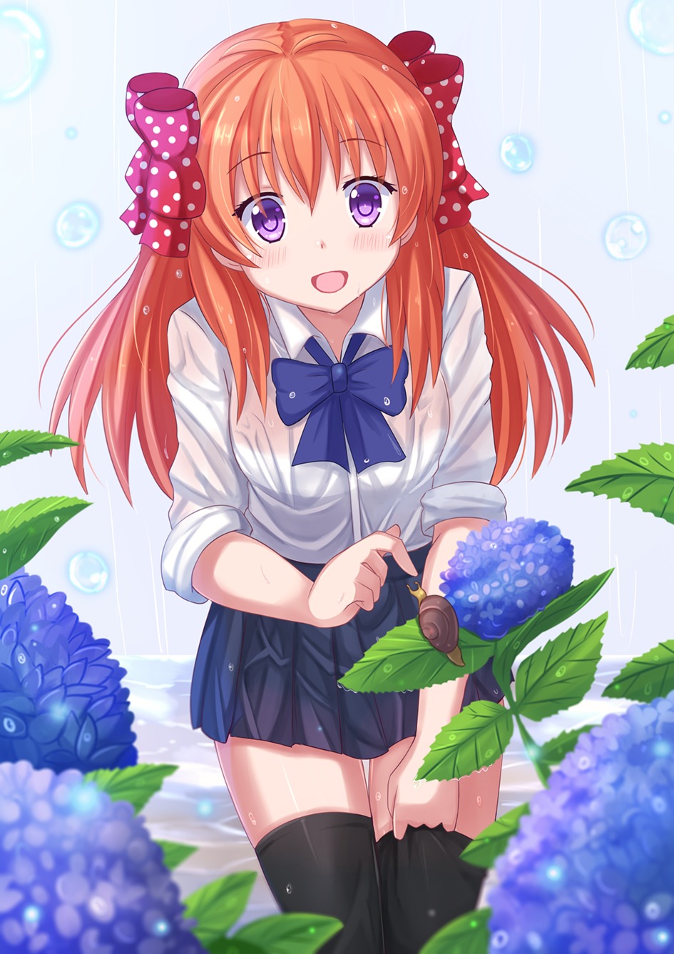 gekkan_shoujo_nozaki-kun kazenokaze sakura_chiyo thighhighs wet_clothes