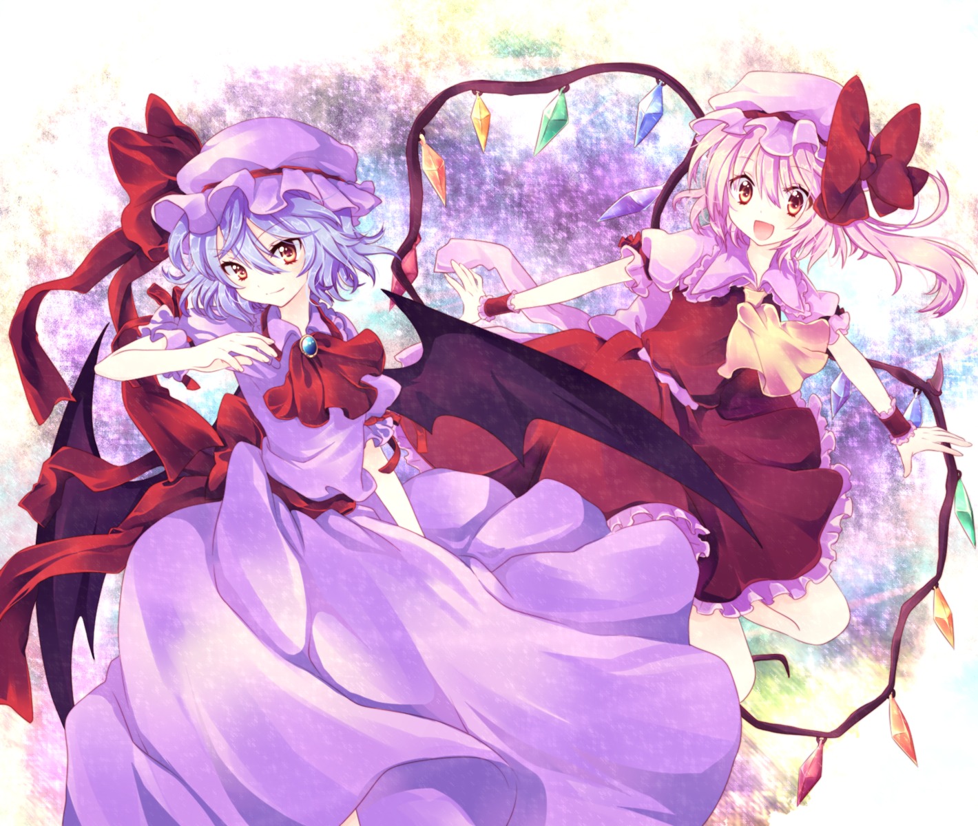 flandre_scarlet remilia_scarlet riichu touhou wings