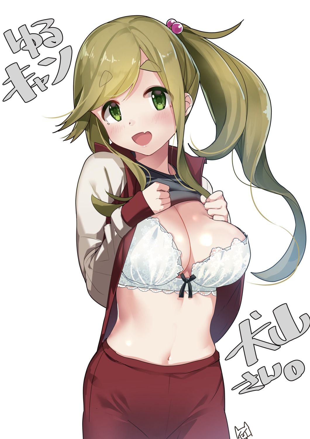 bra cleavage gym_uniform inuyama_aoi shirt_lift yamacchi yurucamp