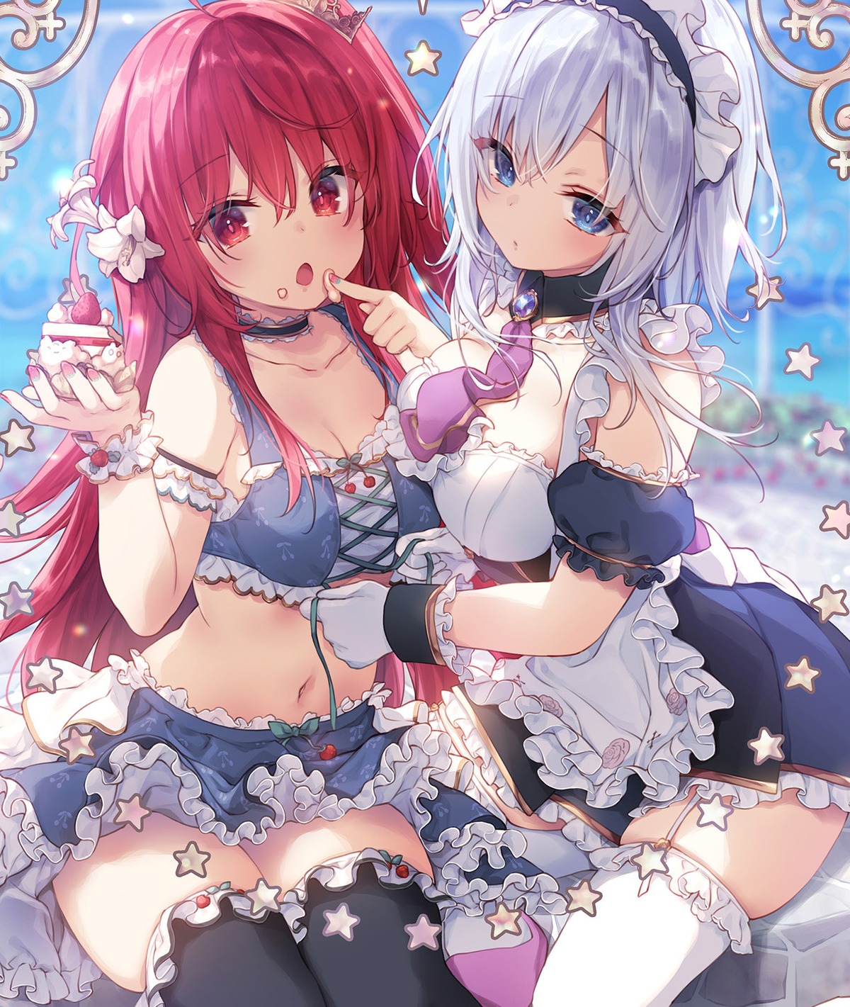 cleavage cream himeji_shirayuki konomi liar_liar maid saionji_sarasa stockings thighhighs