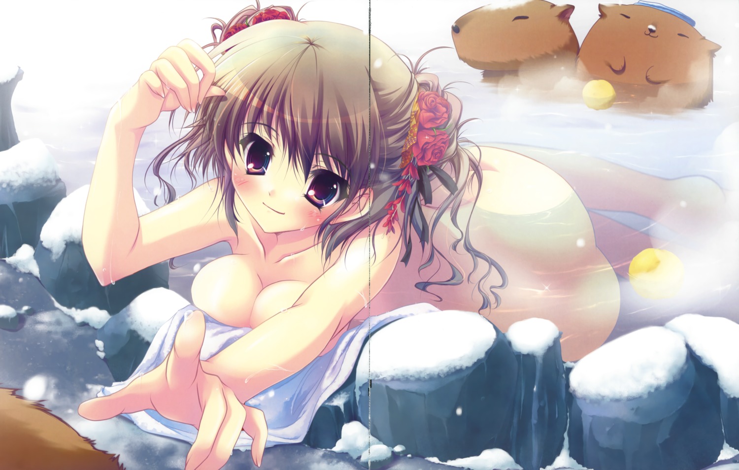 bathing gap hisuitei izumi_tsubasu naked onsen towel wet