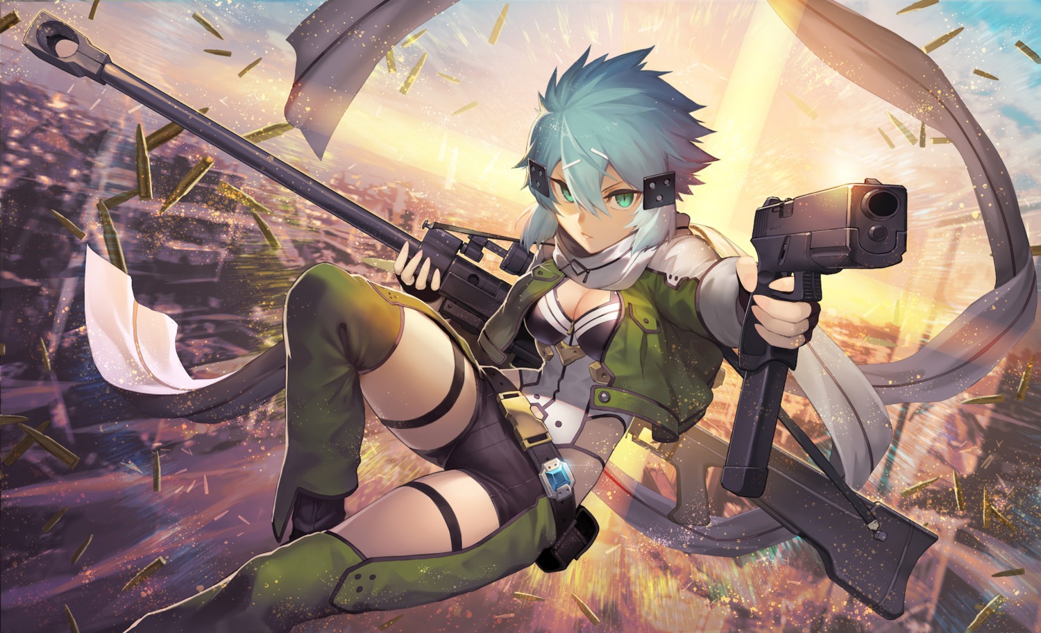 cleavage garter gun gun_gale_online nakamura_eight sinon sword_art_online