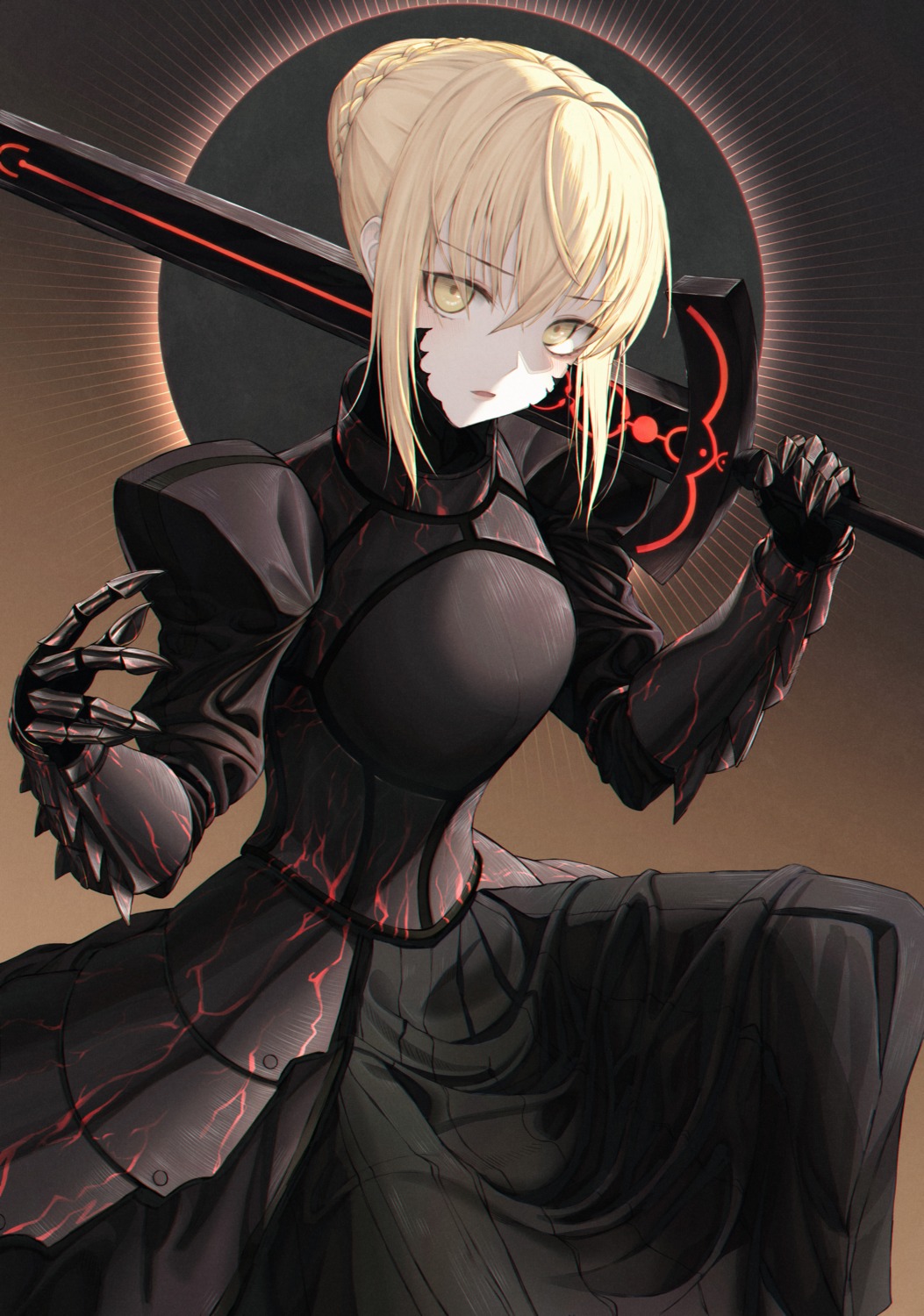 armor dress eichi_(skskdi12z) fate/stay_night saber saber_alter skirt_lift sword