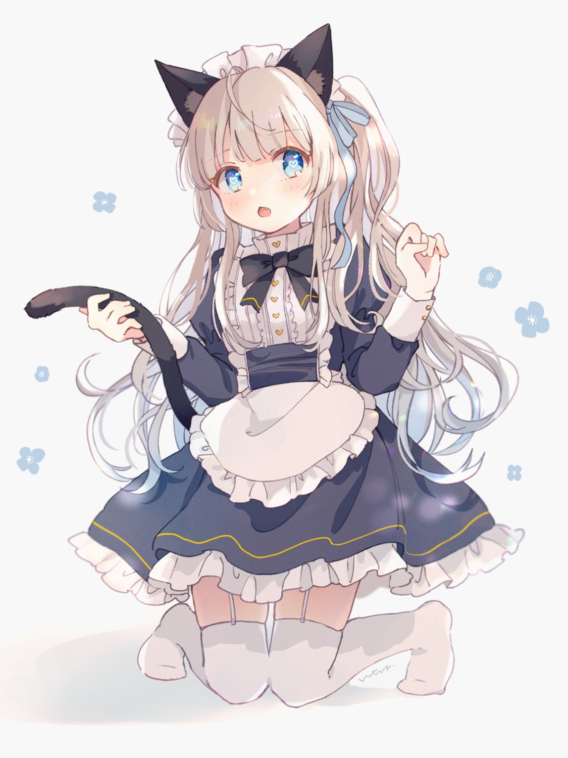 animal_ears ichiha maid nekomimi stockings tail thighhighs