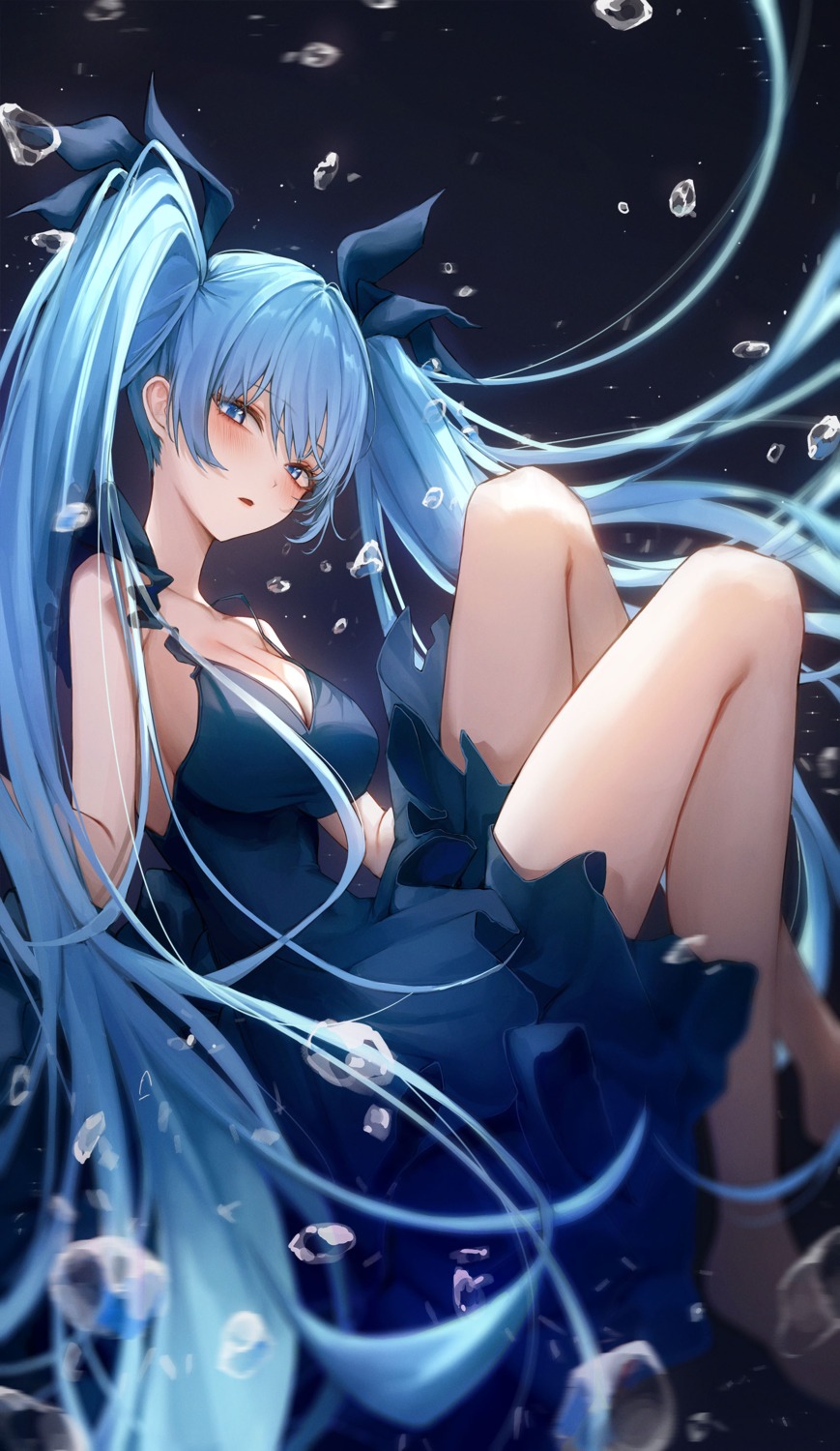 ame_816 cleavage dress hatsune_miku no_bra shinkai_shoujo_(vocaloid) vocaloid