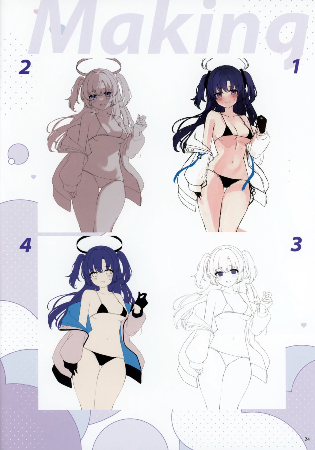 bikini blue_archive etesumsom halo hayase_yuuka sketch swimsuits