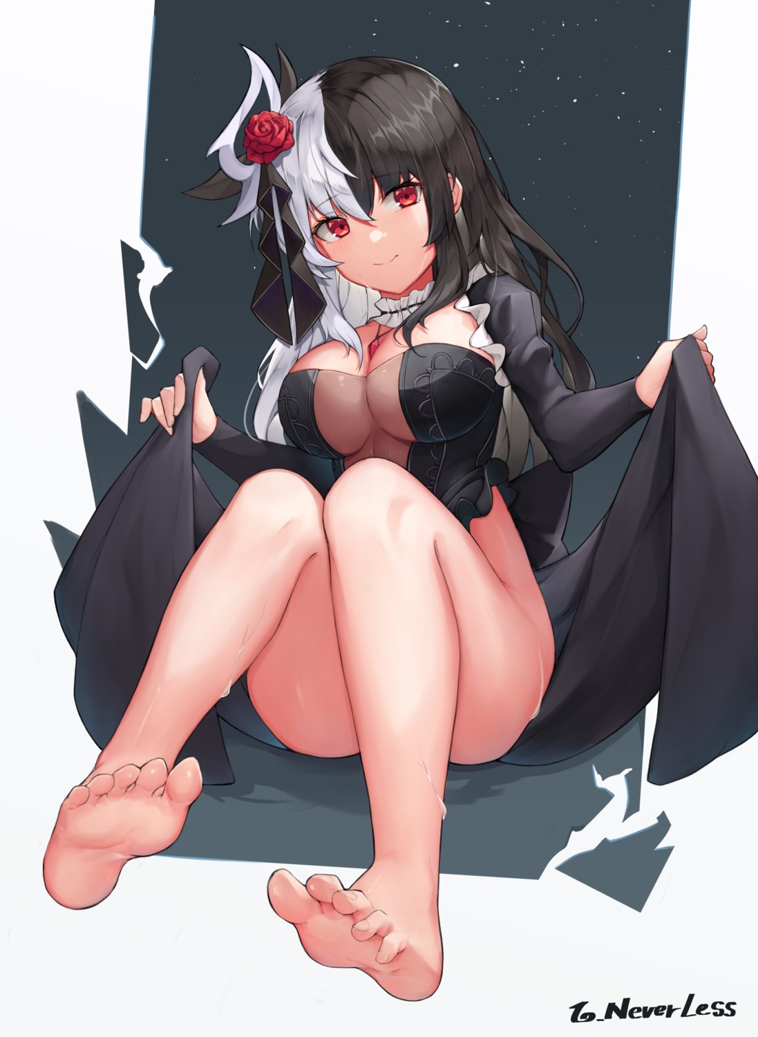 aoria feet less_(neverless) no_bra nopan see_through skirt_lift