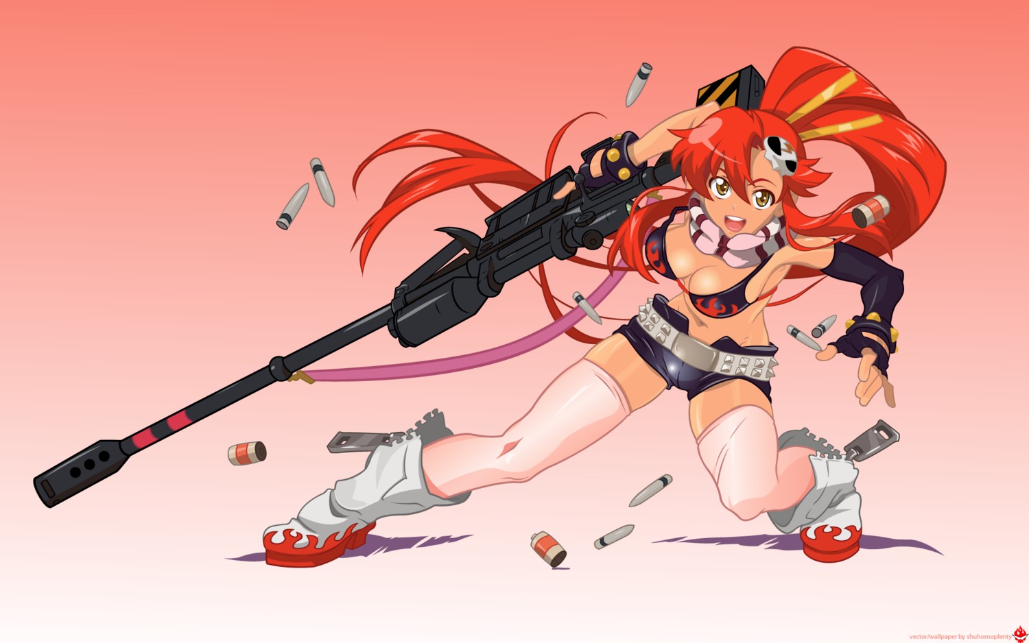 bikini_top cleavage gun swimsuits tengen_toppa_gurren_lagann thighhighs vector_trace wallpaper yoko