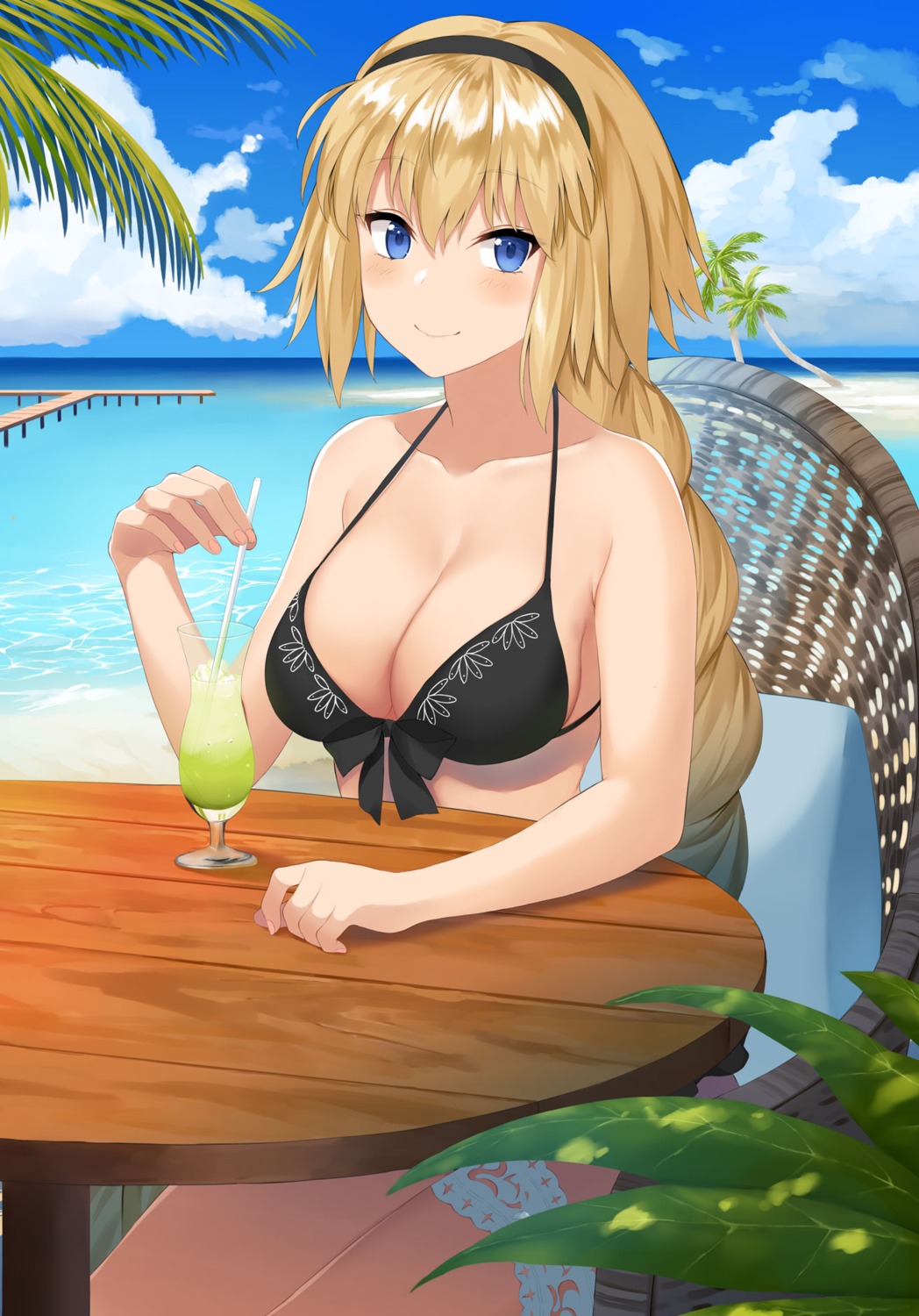 asato_(fadeless) bikini_top cleavage fate/grand_order garter jeanne_d'arc jeanne_d'arc_(fate) swimsuits