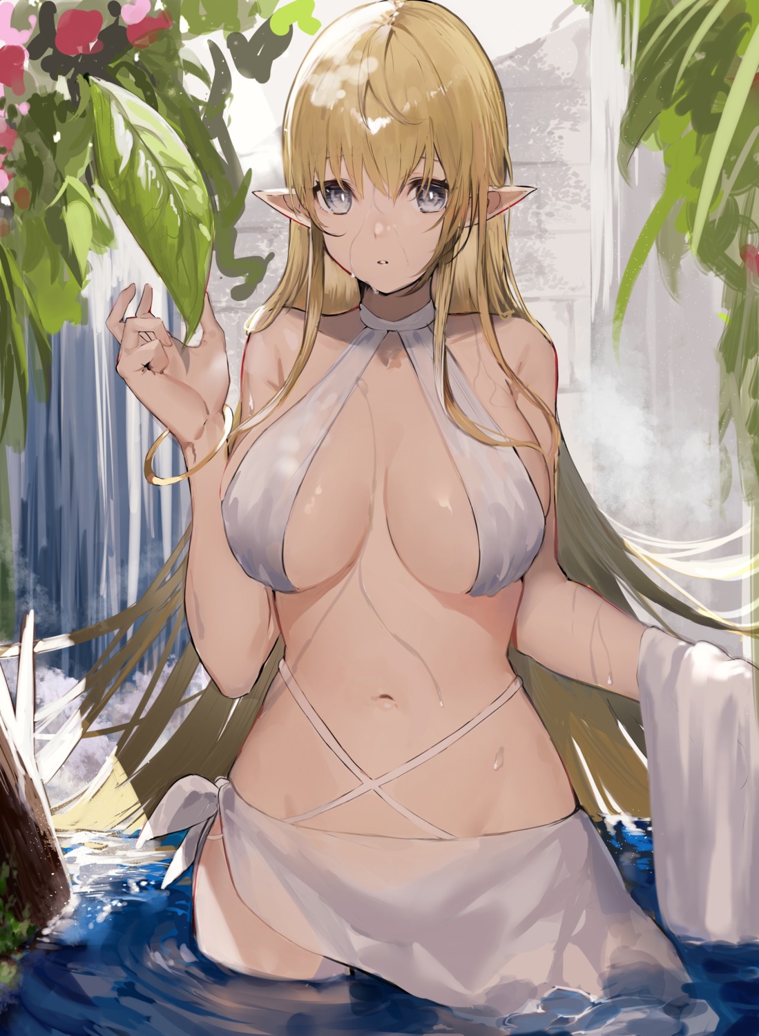 bikini pointy_ears swimsuits wet yakihokoudon