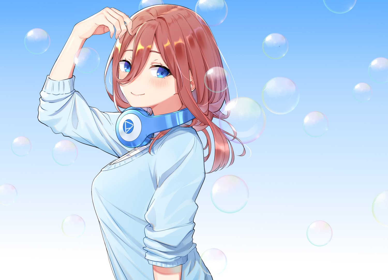 5-toubun_no_hanayome headphones kongbai nakano_miku seifuku sweater