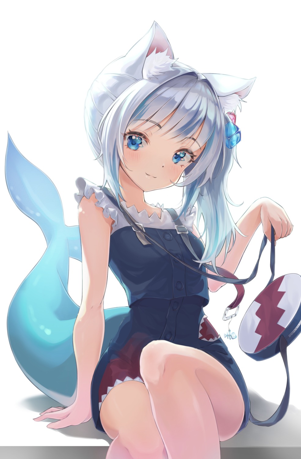 animal_ears dress eunip gawr_gura hololive hololive_english nekomimi skirt_lift tail