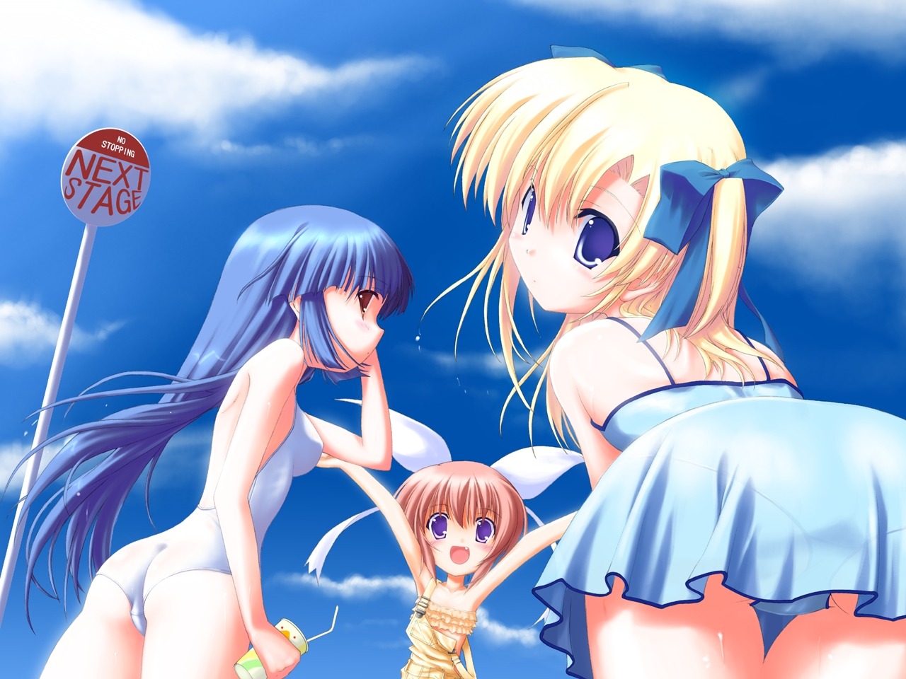 canvas_2 hagino_kana housen_elis kokonobi misaki_sumire swimsuits wallpaper