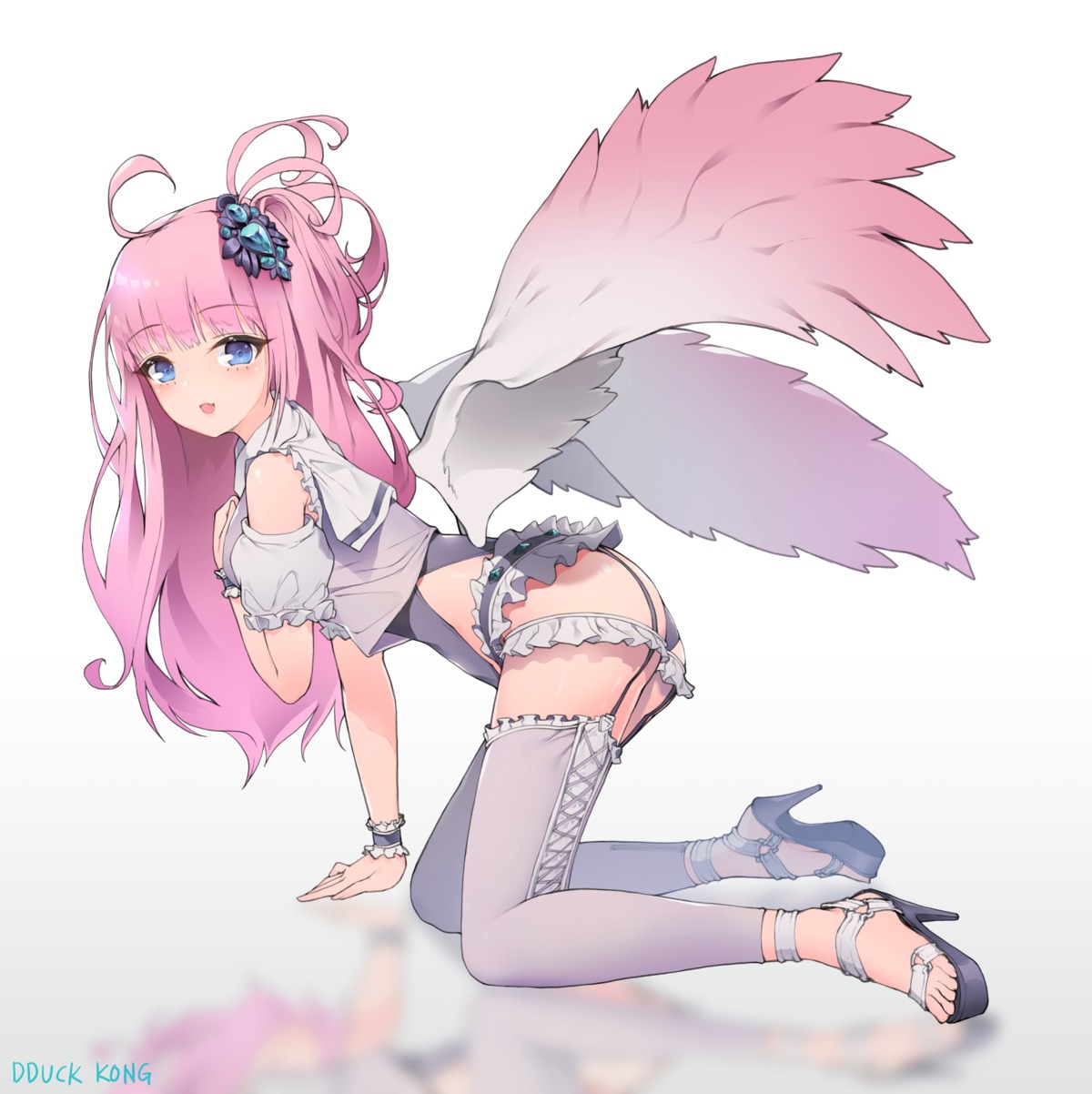 dduck_kong heels stockings thighhighs wings