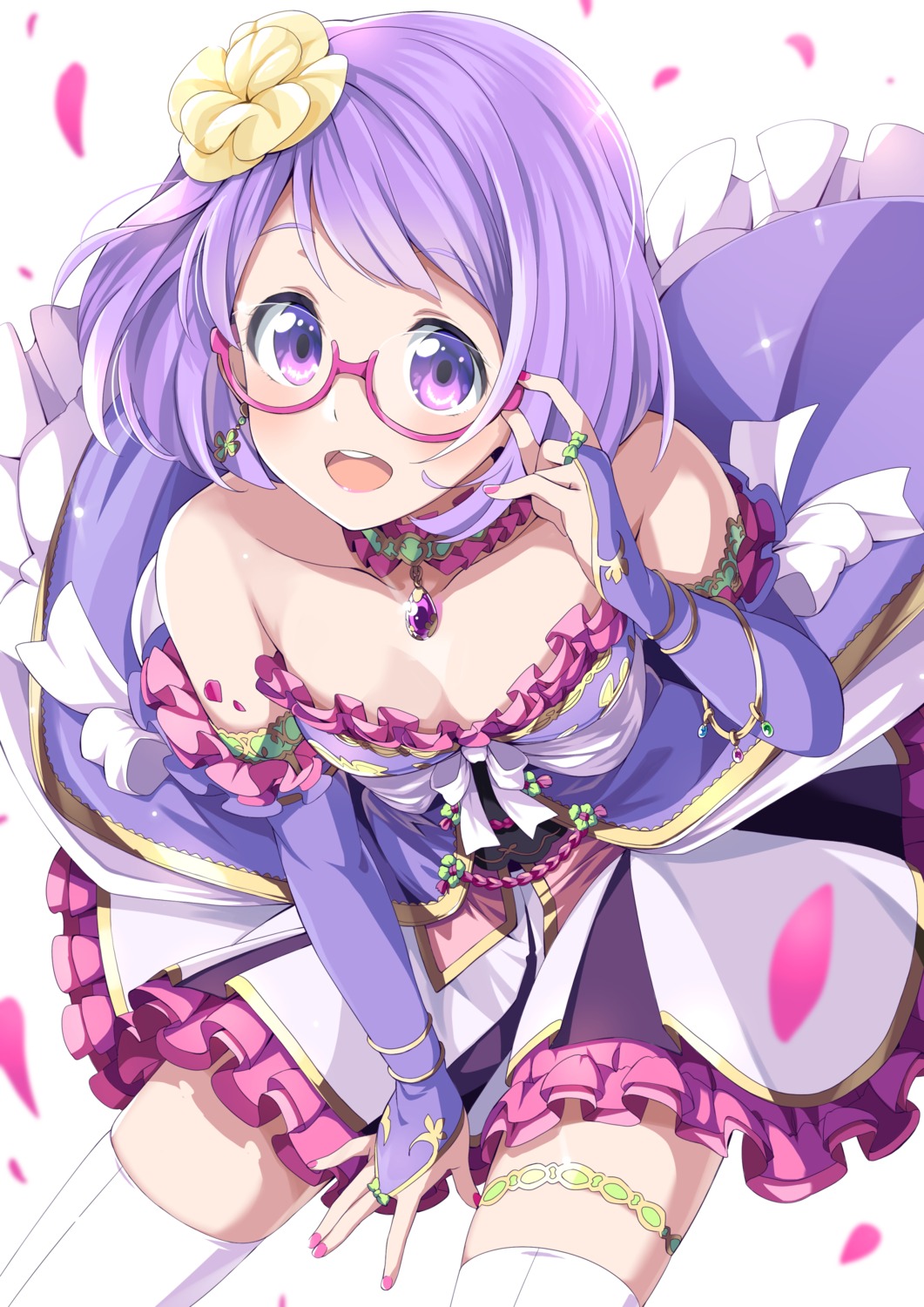 aikatsu! aikatsu_stars! cleavage garter megane nanakura_koharu thighhighs wara